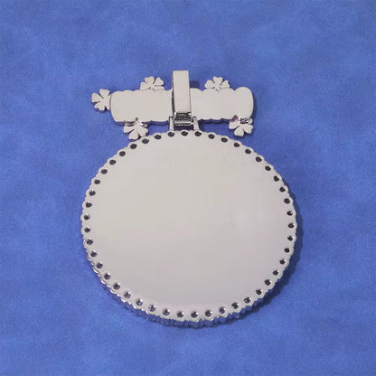 Custom Name Photo Pendant Hip Hop Jewelry Iced Out Diamond Large Hook Pink Pendant Silver Memorial Gift for Men Women - MCROONS.COM