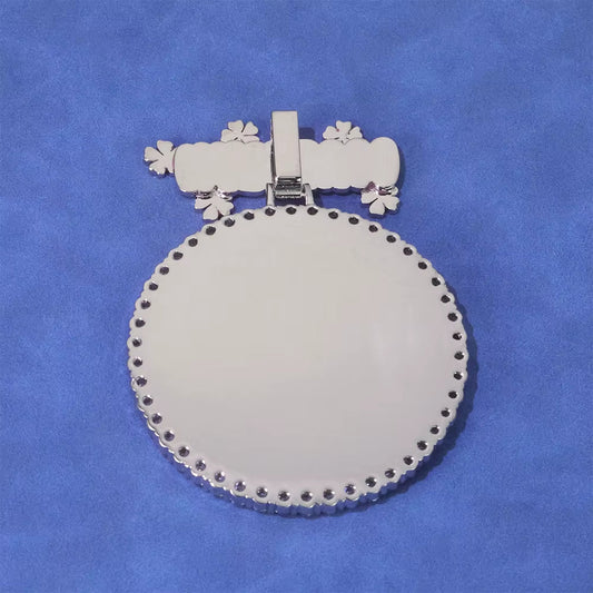 Custom Name Photo Pendant Hip Hop Jewelry Iced Out Diamond Large Hook Pink Pendant Silver Memorial Gift for Men Women - MCROONS.COM