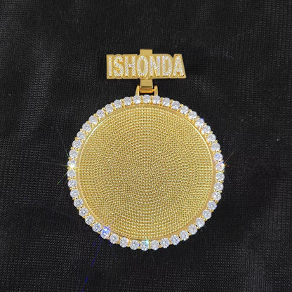 Custom Name Photo Pendant Hip Hop Jewelry Iced Out Diamond Large Hook Pink Pendant Silver Memorial Gift for Men Women - MCROONS.COM