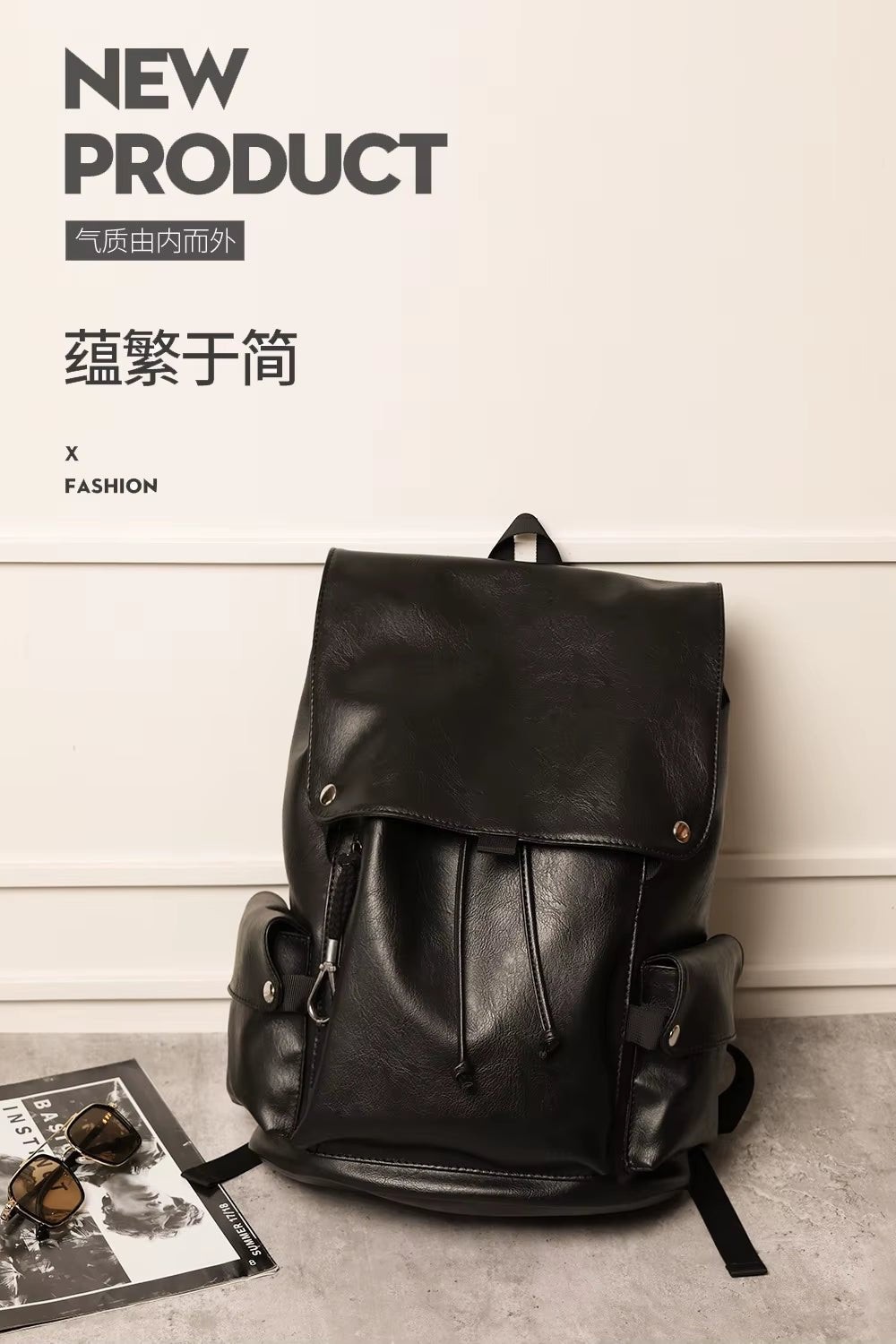 Custom PU Backpack Casual Bag for Men Laptop Backpack Leisure Bag Waterproof Fashion Men Leather Backpack - MCROONS.COM