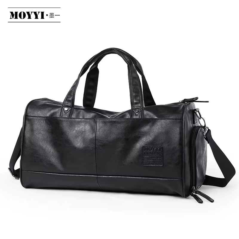 Custom Waterproof PU Leather Duffle Bags for Men Unisex Luggage Leather Travel Bag - MCROONS.COM