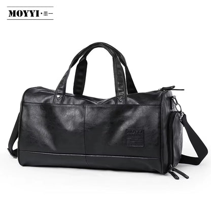 Custom Waterproof PU Leather Duffle Bags for Men Unisex Luggage Leather Travel Bag - MCROONS.COM
