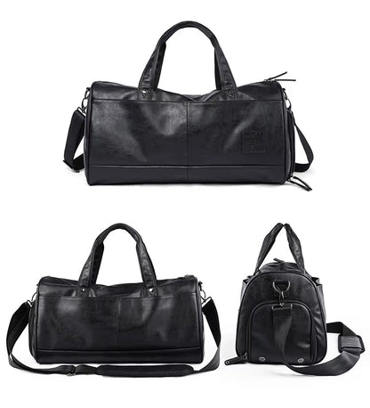 Custom Waterproof PU Leather Duffle Bags for Men Unisex Luggage Leather Travel Bag - MCROONS.COM