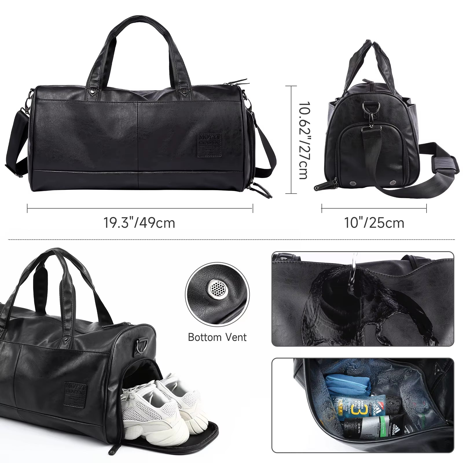 Custom Waterproof PU Leather Duffle Bags for Men Unisex Luggage Leather Travel Bag - MCROONS.COM