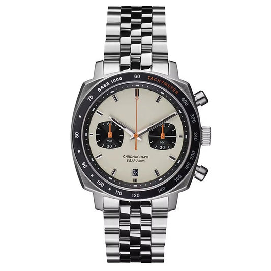 Customized Vintage Style Men Watch Chronograph Cushion Case Shape 316L Stainless Steel . - MCROONS.COM