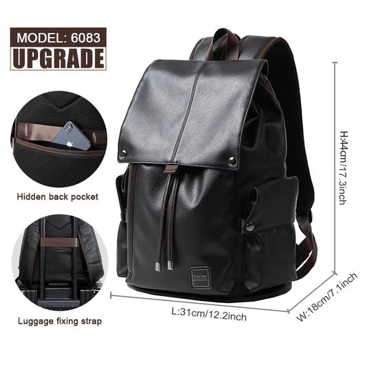 Drawstring Waterproof Leather Bags for Men Fashionable Original Design Men'S Leather Backpack - MCROONS.COM