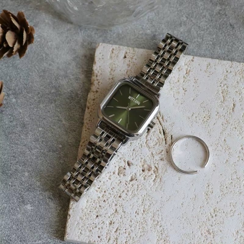 Elegant Luxury Women'S Quartz Watch Square Stainless Steel Band Waterproof 30Mm Glass Dial Window Fashionable Reloj - MCROONS.COM