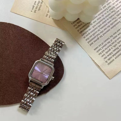 Elegant Luxury Women'S Quartz Watch Square Stainless Steel Band Waterproof 30Mm Glass Dial Window Fashionable Reloj - MCROONS.COM
