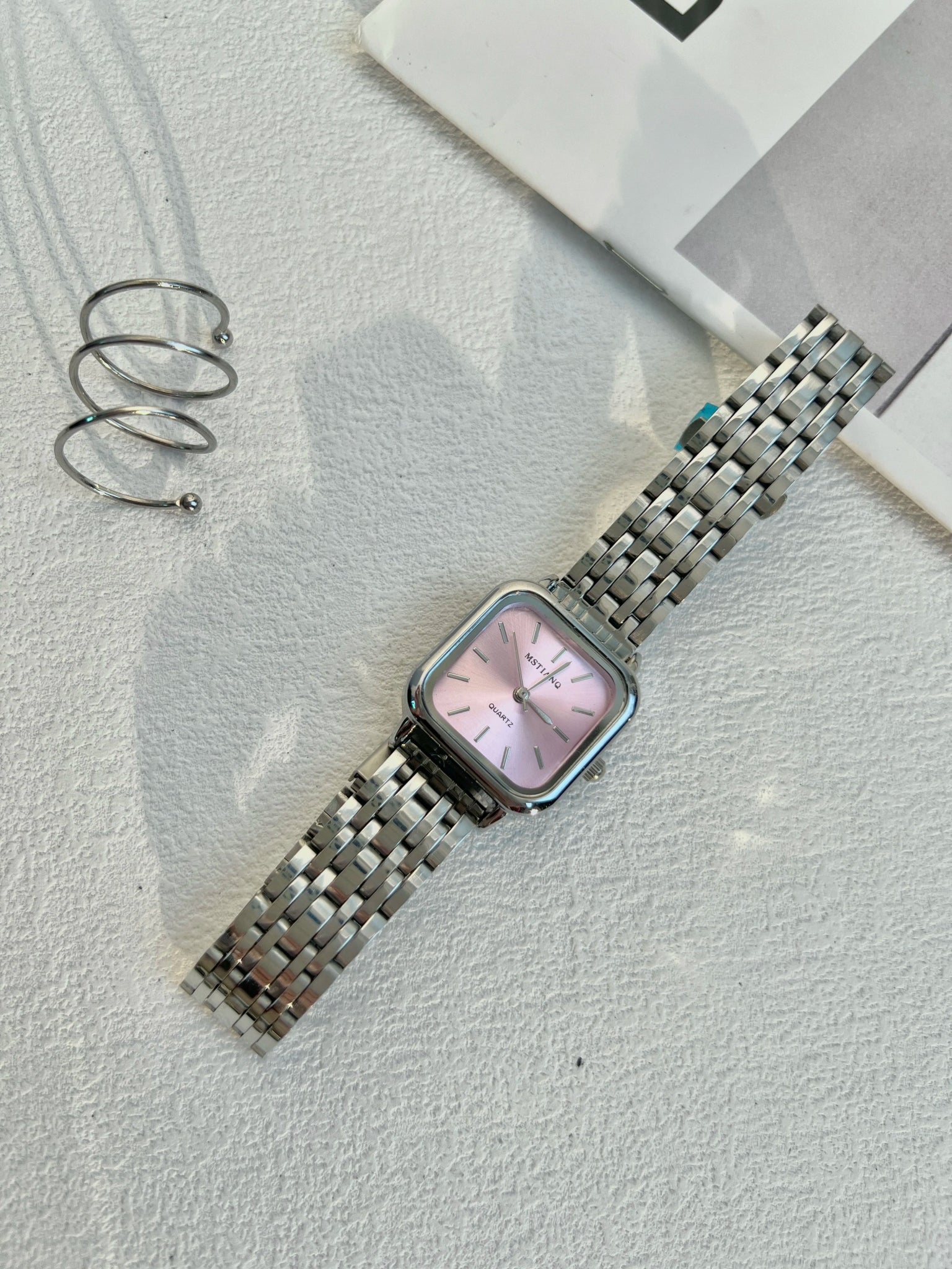 Elegant Luxury Women'S Quartz Watch Square Stainless Steel Band Waterproof 30Mm Glass Dial Window Fashionable Reloj - MCROONS.COM