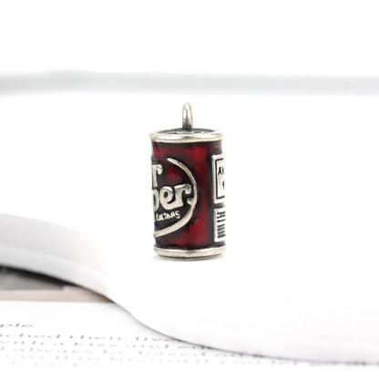 Enamel "Dr Pepper" Charm 925 Sterling Silver DIY Cute Food Series Fashion Charm for Women and Children Jewelry Making - MCROONS.COM