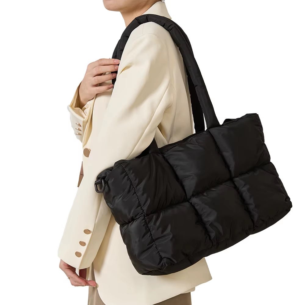 Fashion Soft Puffer Lady Shoulder Bags Winter Cotton Padded Women Quilted Sling Tote Puffer Bag - MCROONS.COM