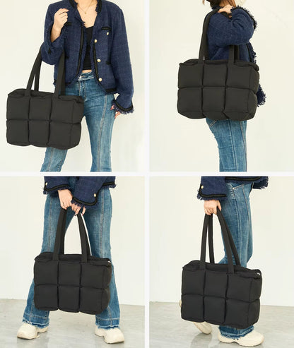 Fashion Soft Puffer Lady Shoulder Bags Winter Cotton Padded Women Quilted Sling Tote Puffer Bag - MCROONS.COM