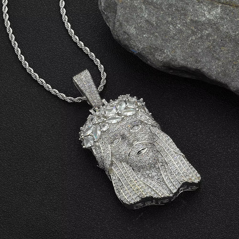 Fine Hip - Hop Iced Out CZ Jesus Pendant Gold - Plated Shiny Zircon Charms Pendants Men'S and Women'S Rap Jewelry Wholesale - MCROONS.COM