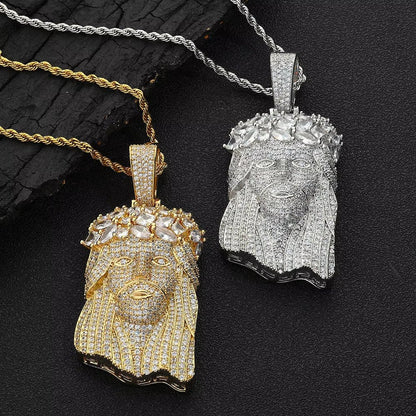 Fine Hip - Hop Iced Out CZ Jesus Pendant Gold - Plated Shiny Zircon Charms Pendants Men'S and Women'S Rap Jewelry Wholesale - MCROONS.COM