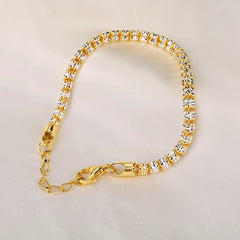 Fine Jewelry S925 Sterling Silver Chain Link Bracelet 4Mm Gold Plated Fine Chain Adjustable Bracelets for Women