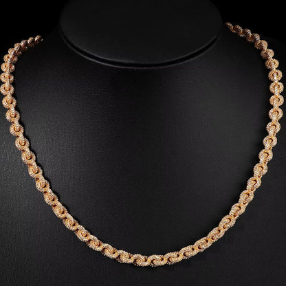 Flip Buckle O Shaped Design Chain Necklace 8Mm Iced Out Zircon Bling Choker Hip Hop Luxury Jewelry for Men Women - MCROONS.COM