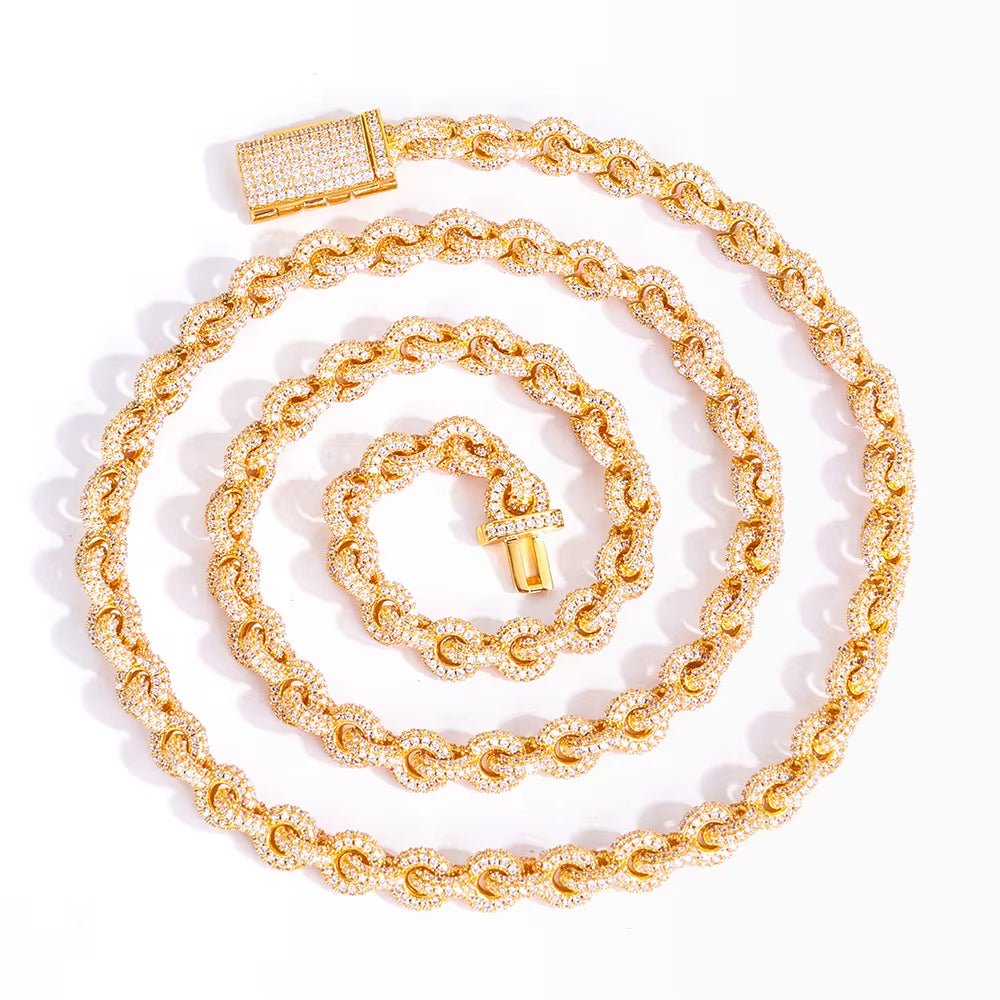 Flip Buckle O Shaped Design Chain Necklace 8Mm Iced Out Zircon Bling Choker Hip Hop Luxury Jewelry for Men Women - MCROONS.COM