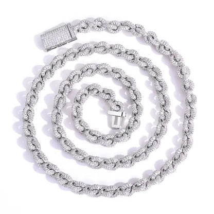 Flip Buckle O Shaped Design Chain Necklace 8Mm Iced Out Zircon Bling Choker Hip Hop Luxury Jewelry for Men Women - MCROONS.COM