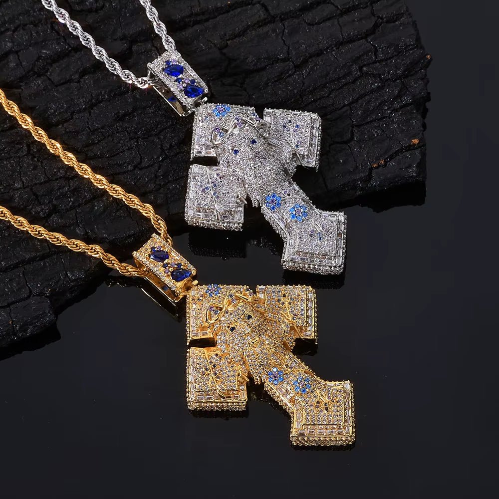 Gold Plated Iced Out Cross Pendant Mixed Inlay Baguette Zircon Bling Jesus Hip Hop Pendant Gift Fine Jewelry - MCROONS.COM