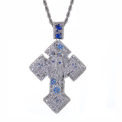 Gold Plated Iced Out Cross Pendant Mixed Inlay Baguette Zircon Bling Jesus Hip Hop Pendant Gift Fine Jewelry