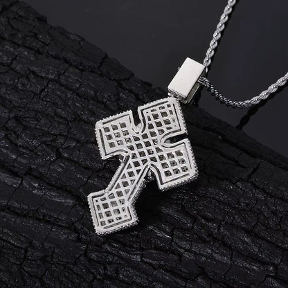 Gold Plated Iced Out Cross Pendant Mixed Inlay Baguette Zircon Bling Jesus Hip Hop Pendant Gift Fine Jewelry - MCROONS.COM