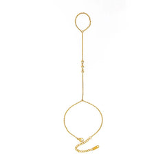 High-End 3 Stones Stainless Steel Hand Chain Tassel Bracelet Ring Dainty Zirconia Fashion Style Jewelry for Women