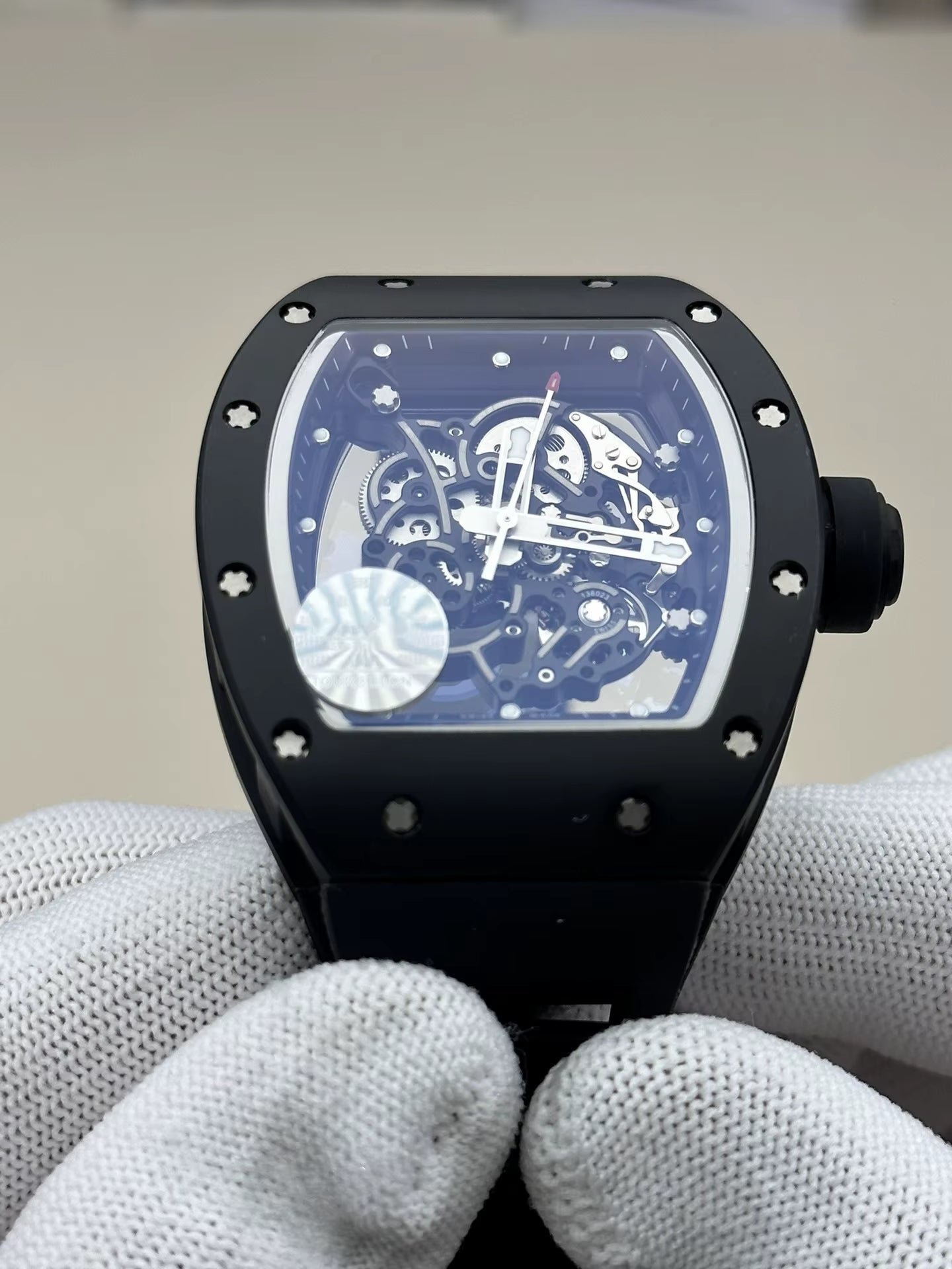 High - Quality Black Carbon Fiber Mechanical Watch - Ultra - Thin Sports RM055 Watch - MCROONS.COM