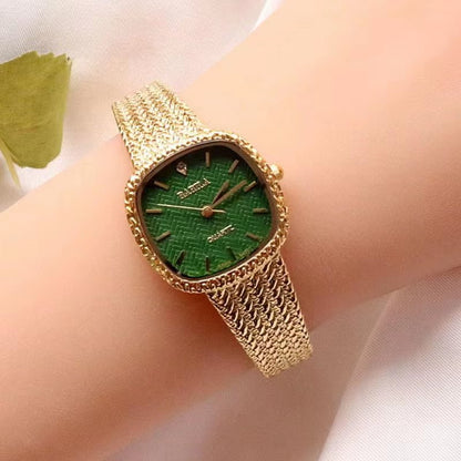 High Quality Brass Band Women Watch Square Small Dial Thin Waterproof Simple Retro Inlaid Diamonds - MCROONS.COM