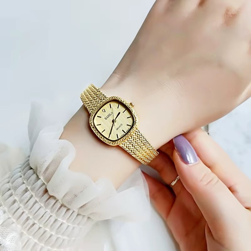 High Quality Brass Band Women Watch Square Small Dial Thin Waterproof Simple Retro Inlaid Diamonds - MCROONS.COM