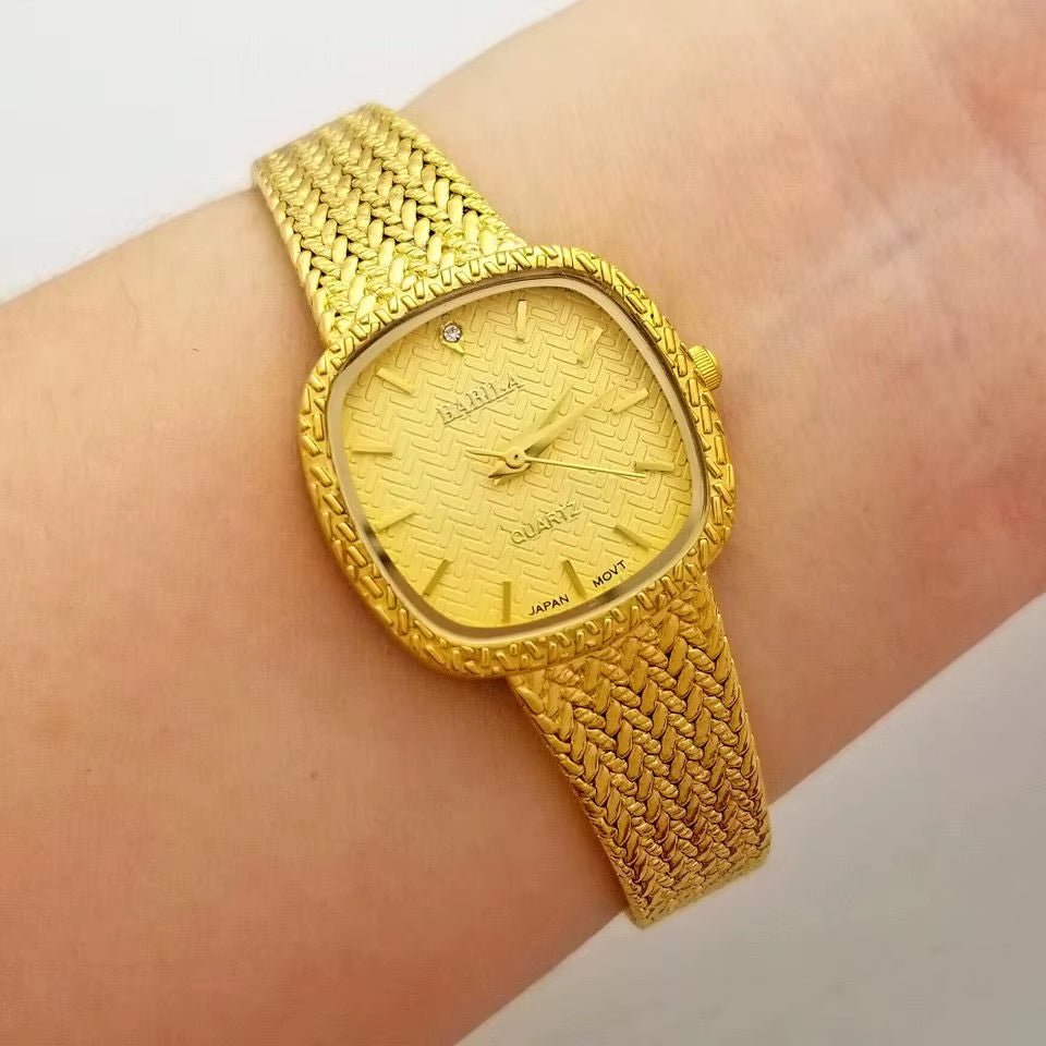 High Quality Brass Band Women Watch Square Small Dial Thin Waterproof Simple Retro Inlaid Diamonds - MCROONS.COM