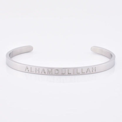 High Quality Engraved Words Logo Gold Plated Woman Mens Custom Logo Stainless Steel Bracelet Gold Cuff Bangle - MCROONS.COM