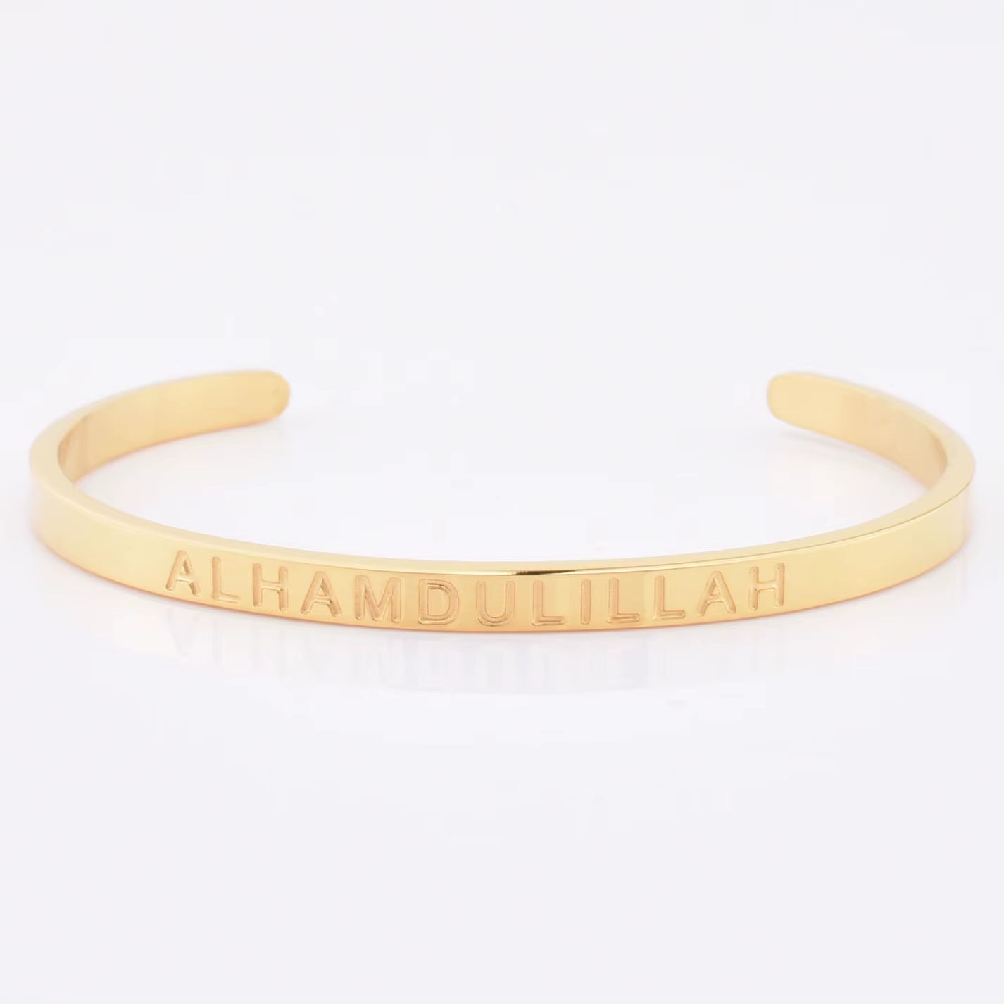 High Quality Engraved Words Logo Gold Plated Woman Mens Custom Logo Stainless Steel Bracelet Gold Cuff Bangle - MCROONS.COM