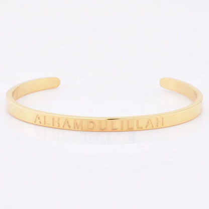 High Quality Engraved Words Logo Gold Plated Woman Mens Custom Logo Stainless Steel Bracelet Gold Cuff Bangle - MCROONS.COM