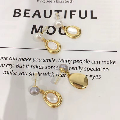 High Quality S925 Silver Needle Luxury Sea Shell Pearl Jewelry Freshwater Pearl Stud Earrings for Women - MCROONS.COM