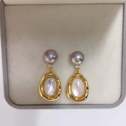 High Quality S925 Silver Needle Luxury Sea Shell Pearl Jewelry Freshwater Pearl Stud Earrings for Women - MCROONS.COM