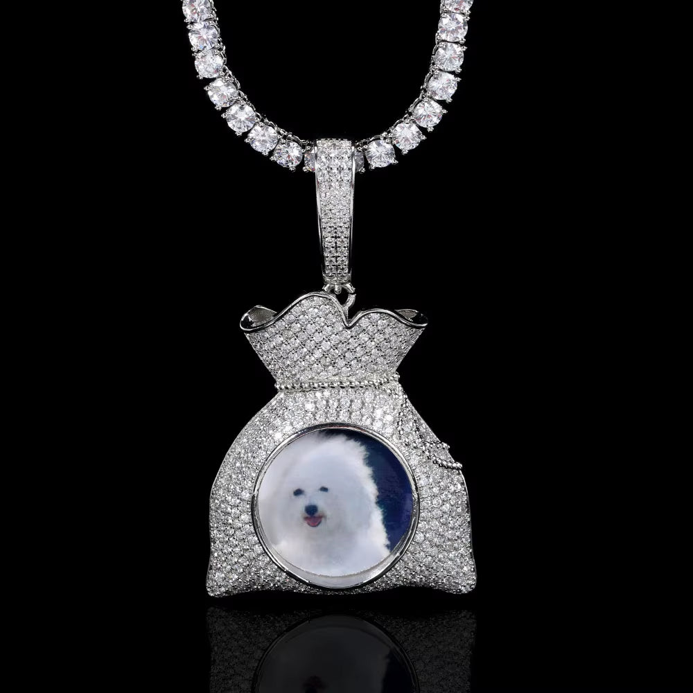 Hip Hop Customized 18K Gold Plated Picture Pendant Creative DIY Silver Men Women'S Purse Modeling Necklace Photo Pendants - MCROONS.COM