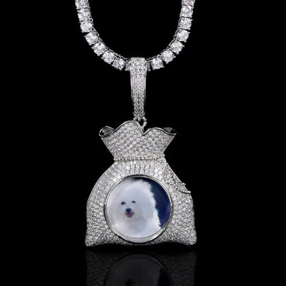 Hip Hop Customized 18K Gold Plated Picture Pendant Creative DIY Silver Men Women'S Purse Modeling Necklace Photo Pendants - MCROONS.COM