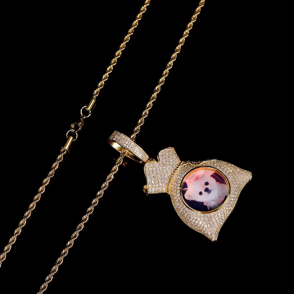 Hip Hop Customized 18K Gold Plated Picture Pendant Creative DIY Silver Men Women'S Purse Modeling Necklace Photo Pendants - MCROONS.COM