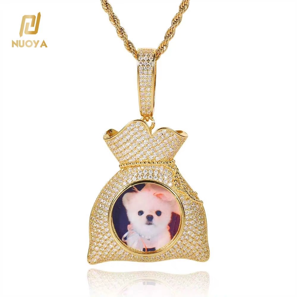Hip Hop Customized 18K Gold Plated Picture Pendant Creative DIY Silver Men Women'S Purse Modeling Necklace Photo Pendants - MCROONS.COM
