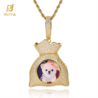 Hip Hop Customized 18K Gold Plated Picture Pendant Creative DIY Silver Men Women'S Purse Modeling Necklace Photo Pendants - MCROONS.COM