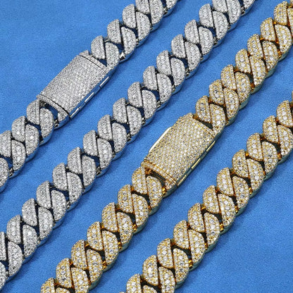 Hip Hop Fine Jewelry 14Mm Cuban Link Bracelet Iced Out VVS Moissanite 925 Silver Miami Chain Luxury - MCROONS.COM