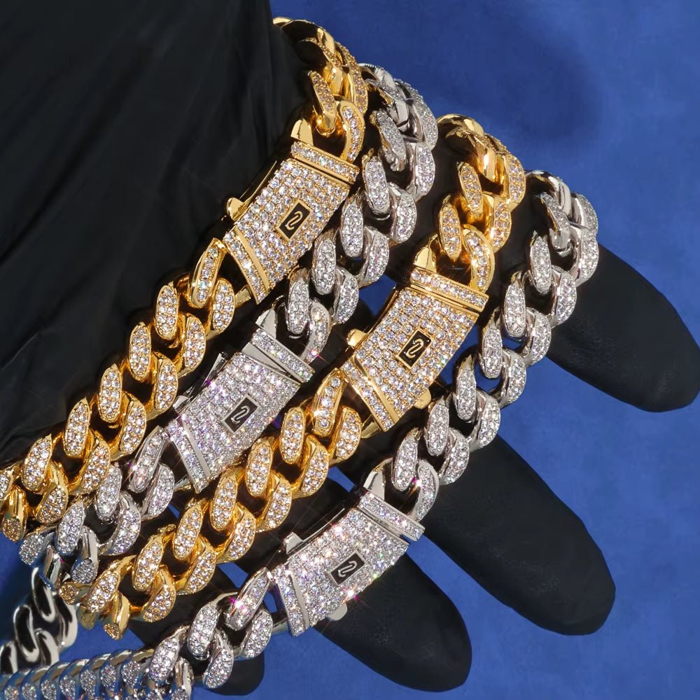 Iced Out 925 Silver Bracelet 12Mm Width VVS Moissanite Cuban Link Chain Mens Bling Hip Hop Luxury Jewelry - MCROONS.COM