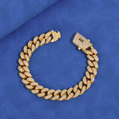 Iced Out 925 Silver Bracelet 12Mm Width VVS Moissanite Cuban Link Chain Mens Bling Hip Hop Luxury Jewelry