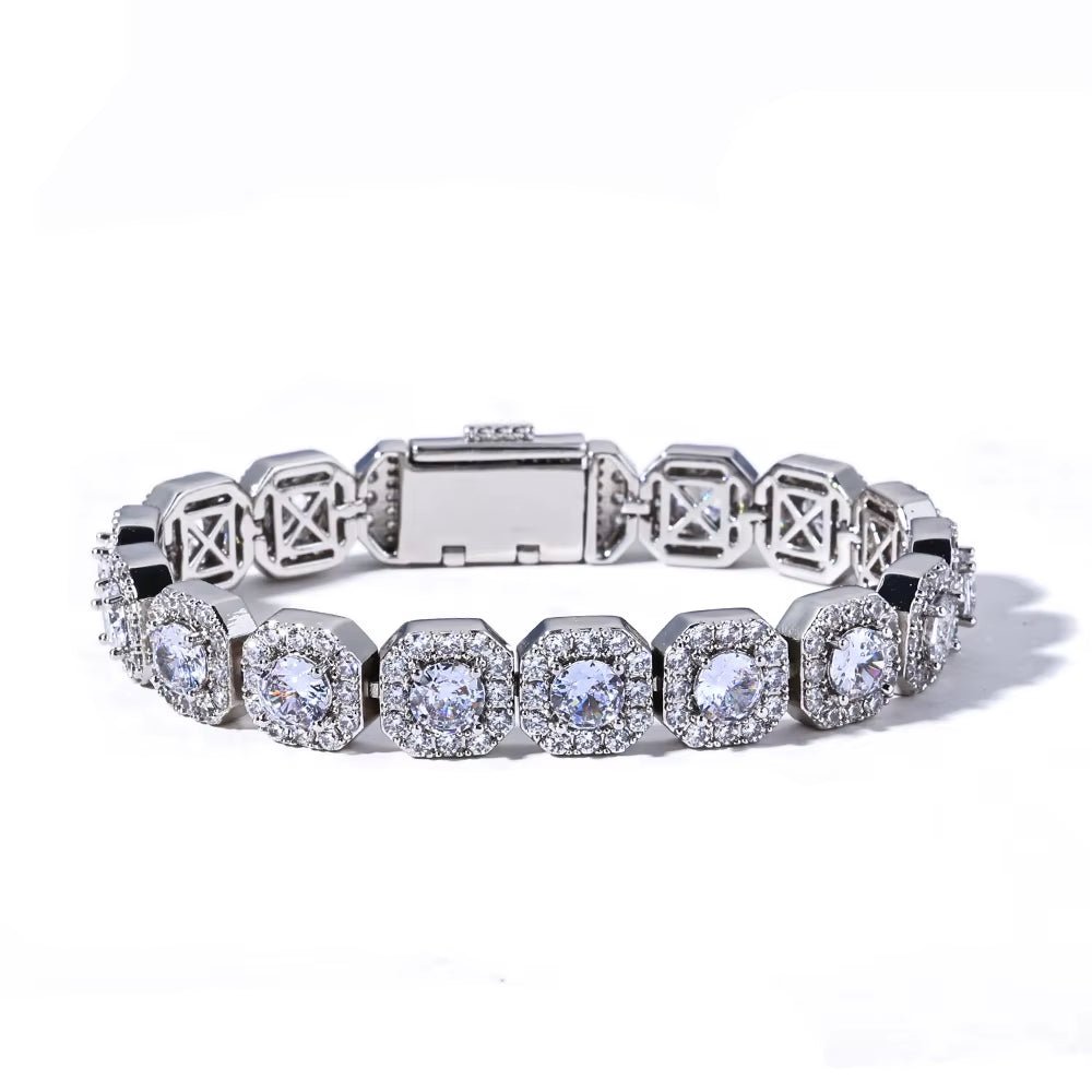 Iced Out Zircon Bracelet Gold Plated 10/12Mm Clustered Tennis Chain Women Hip Hop Bling Jewelry - MCROONS.COM