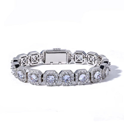 Iced Out Zircon Bracelet Gold Plated 10/12Mm Clustered Tennis Chain Women Hip Hop Bling Jewelry - MCROONS.COM