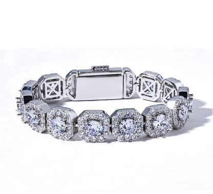 Iced Out Zircon Bracelet Gold Plated 10/12Mm Clustered Tennis Chain Women Hip Hop Bling Jewelry - MCROONS.COM