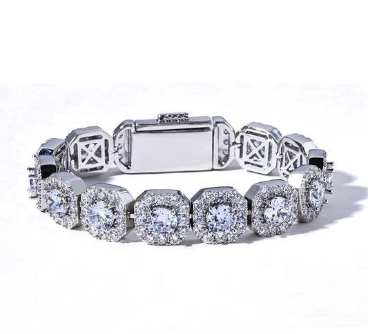 Iced Out Zircon Bracelet Gold Plated 10/12Mm Clustered Tennis Chain Women Hip Hop Bling Jewelry - MCROONS.COM