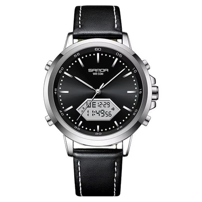 Innovation SANDA Irregular Hexagonal Triple Needle 12/24 Hours Sports Watches Men Wrist Waterproof Digital Trendy Texture - MCROONS.COM