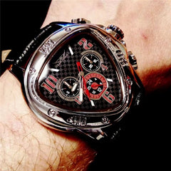 JARAGAR GMT951 Sport Racing Design Geometric Triangle Pilot Genuine Leather Men Mechanical Watch Luxury Automatic Wristwatches