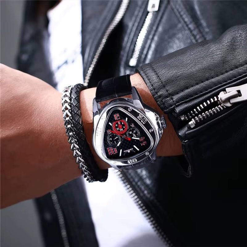 JARAGAR GMT951 Sport Racing Design Geometric Triangle Pilot Genuine Leather Men Mechanical Watch Luxury Automatic Wristwatches - MCROONS.COM